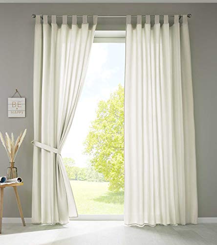 Gardinenbox Juego de 2 Cortinas Opacas de microsatén traslúcido, Cinta fruncidora Uni Mate, 100% poliéster, Crema, Alto 225 x 140 cm Gardinenbox Juego de 2 Cortinas Opacas de microsatén traslúcido, Cinta fruncidora Uni Mate, 100% poliéster, Crema, Alto 225 x 140 cm