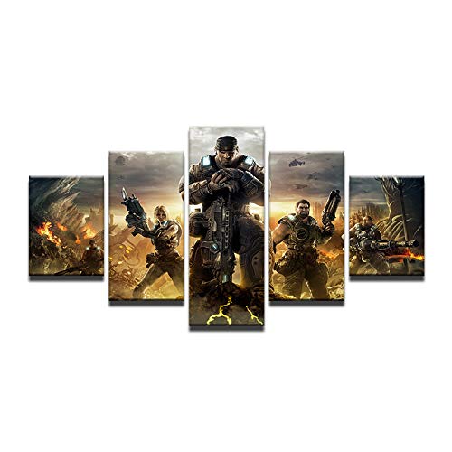 Gears Of War 4 Hd Print Game Poster 5 Panel Modular Canvas Painting para niños Habitación Hone Decor Wall Picture Artwrok (size 3)