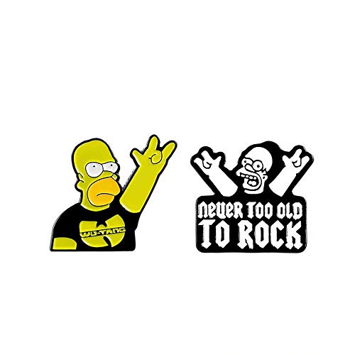 Genérico Los Simpson - Lote de 2 broches esmaltados Homer Simpson Rock Attitude - 3 cm