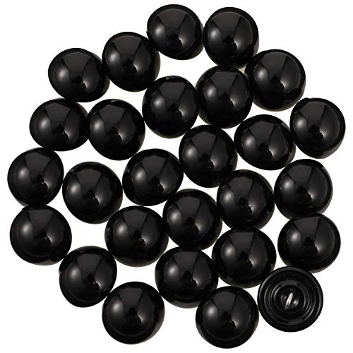 Gitua Botones de perlas negras de plástico para manualidades para coser y manualidades de decoración para ropa, suéteres, bolsos (15 mm, 30 unidades)