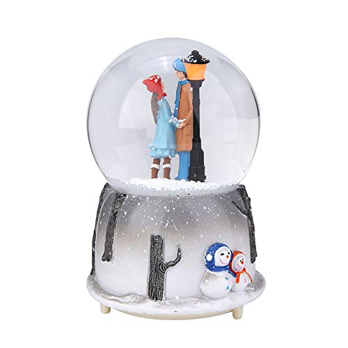 Globo de nieve musical, caja de música de plástico + castillo de cristal en el cielo con luz LED, regalos para niños, niños, niñas