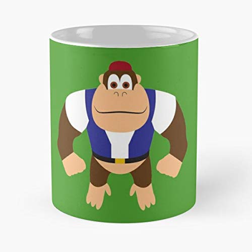 GrimDC N64 Banana Kong 64 Monkey Chunky Big Retro Donkey Taza de café con Leche 11 oz