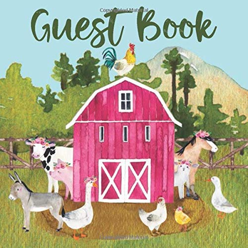Guest Book: Barn Guest Log Notebook for Farmhouse Guest House Vacation Rental Lodge (GB 8.5" x 8.5" 108 pages) [Idioma Inglés]