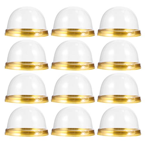 Hakka 50 cajas de plástico compuestas de base y cúpula transparente para magdalenas, galletas o muffins, dorado