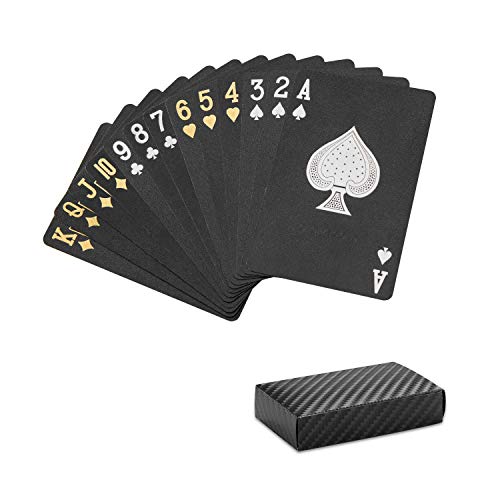 HARPIMER Cartas de póquer, Baraja Poker Plastico Negro - Resistente al Agua Novedad Cartas de Poker Profesional
