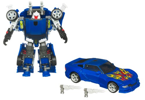 Hasbro Año 2010 Transformers "Reveal The Shield" Series Deluxe Class 6 pulgadas de altura Robot Figura de acción - TURBO TRACKS con 2 Blasters convertibles (Modo vehículo: Coche deportivo)
