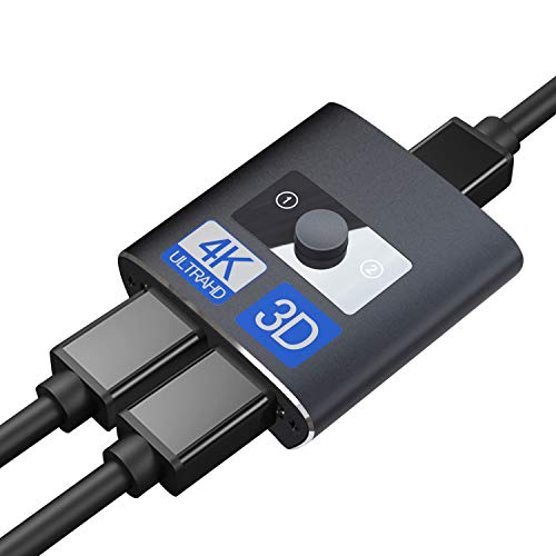 HDMI Switch selector bidireccional 1 entrada 2 salida / 2 entrada 1 conmutador salida compatible 4K / 3D / 1080P conmutación manual sin fuente de alimentación necesaria para WII WIIU Xbox PS4 Pro HDTV