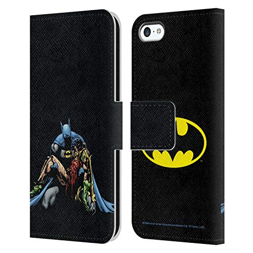 Head Case Designs Oficial Batman DC Comics La Muerte en la Familia Fundas de cómics Famosas Carcasa de Cuero Tipo Libro Compatible con Apple iPhone 5c