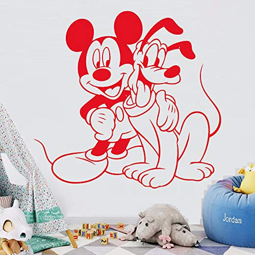 hetingyue Etiqueta de la Pared de Vinilo Lindo Cita Lindo ratón de Dibujos Animados y Pluto Art Deco Mural Poster 75x72cm