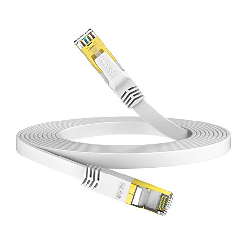 HiiPeak Cable Ethernet Cat 8 RJ45, Cable LAN DE Red 40 Gigabits/S- 2000 MHz, Cable Red Blanco Plano 2m