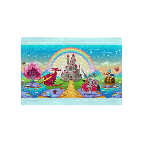 HJHJJ Jigsaw Puzzles Landscape of Dreams with Dragon and Knight Vector Kids Adult Cool Puzzles Educational Intellectual Decompressing Fun Family Game