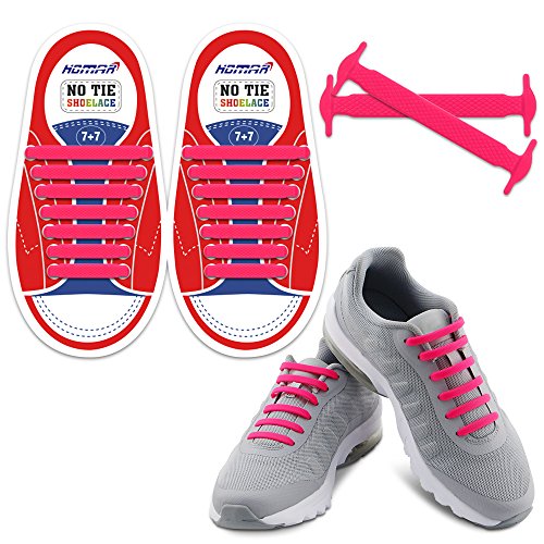 Homar sin corbata Cordones de zapatos para niños y adultos Impermeables cordones de zapatos de atletismo atlética de silicona elástico plano con multicolor de los zapatos del tablero Sneaker boots (Kid Size Pink)