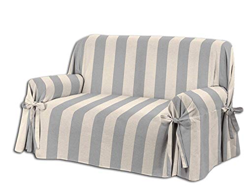Home Life – Cubre sofá de 3 plazas – Elegante Protector de sofás a Rayas – Funda de sofá de algodón para Proteger del Polvo, Las Manchas y el Desgaste, Fabricado en Italia – Gris