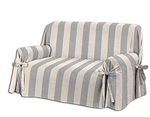 Home Life – Cubre sofá de 3 plazas – Elegante Protector de sofás a Rayas – Funda de sofá de algodón para Proteger del Polvo, Las Manchas y el Desgaste, Fabricado en Italia – Gris Home Life – Cubre sofá de 3 plazas – Elegante Protector de sofás a Rayas – Funda de sofá de algodón para Proteger del Polvo, Las Manchas y el Desgaste, Fabricado en Italia – Gris