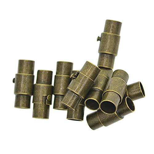 homyl 10 piezas de piel Kumihimo pegamento de tubo Catenacci magnéticos Conectores de montaje Cable End Caps resultados para Monili haciendo Bronce 5mm