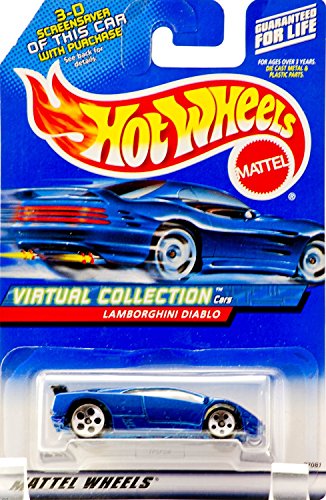 Hot Wheels Blue Lamborghini Diablo 2000 1:64 Scale Virtual Collection Die Cast Car #114 by Mattel (English Manual)