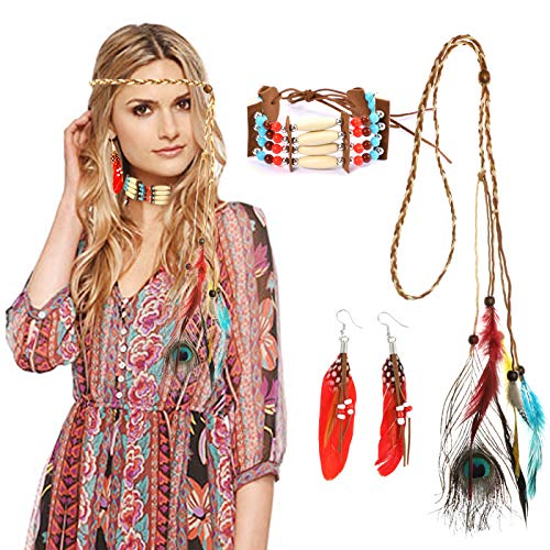 HOWAF Diadema India Plumas, Indios Cinta de Cabeza Mujeres Hippie Boho Tocado y Collar Indio Pendientes para Mujer Niñas Carnaval Indios Accesorios de Disfraz HOWAF Diadema India Plumas, Indios Cinta de Cabeza Mujeres Hippie Boho Tocado y Collar Indio Pendientes para Mujer Niñas Carnaval Indios Accesorios de Disfraz