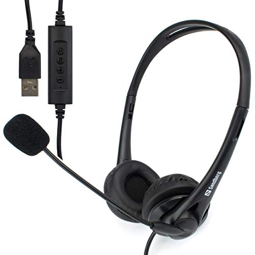 I-CHOOSE LIMITED Auriculares USB para computadora portátil oficina con micrófono estéreo | Zoom o Skype Multimedia PC Webinar Chat | Cómodo | Control de volumen en línea | Plug and Play