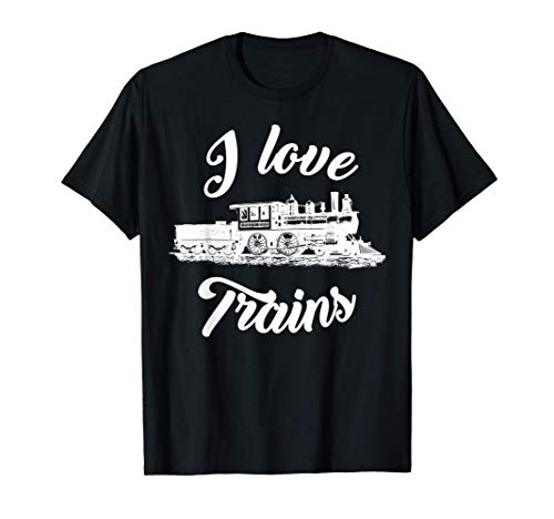 I Love Trains Locomotive T-Shirt Vintage Steam Engine Train Camiseta