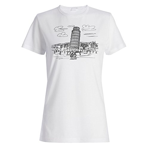 INNOGLEN Nueva Torre Inclinada De Pisa Camiseta de Las Mujeres l462f