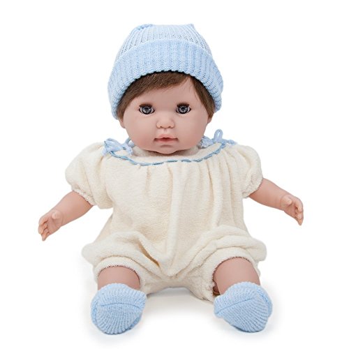 JC TOYS by Berenguer Boutique Nonis 15" Soft Body Play Doll in Cream Knit Romper with Brown Hair and Blue Sleeping Eyes for Ages 2+ (30020)