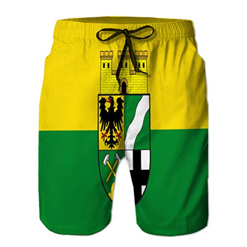 jiilwkie 118 Shorts de Playa de Surf de Secado rápido para Hombres Bandera de la Ciudad de wuerselen en el Norte de rin WES XXL