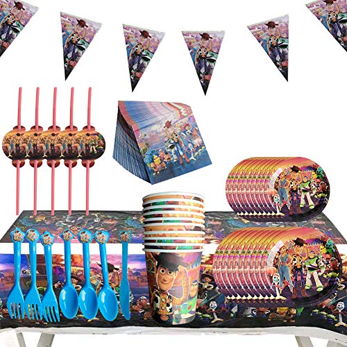 Juego de Cubiertos Desechables, Set de 92 Piezas Plato de Toy Story 4 para Fiestas Incluye Pancarta Platos Cubiertos Servilletas Mantel Cucharas para Fiesta Baby Shower Juego de Cubiertos Desechables, Set de 92 Piezas Plato de Toy Story 4 para Fiestas Incluye Pancarta Platos Cubiertos Servilletas Mantel Cucharas para Fiesta Baby Shower