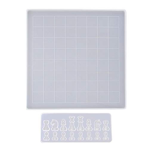 Juego De Moldes De Resina Para Tablero De Ajedrez De Bricolaje, 1 Pieza De Molde De Silicona Para Piezas De Ajedrez + 1 Pieza De Molde De Fundición De Tablero De Ajedrez Para Juegos De Mesa Familiar Juego De Moldes De Resina Para Tablero De Ajedrez De Bricolaje, 1 Pieza De Molde De Silicona Para Piezas De Ajedrez + 1 Pieza De Molde De Fundición De Tablero De Ajedrez Para Juegos De Mesa Familiar
