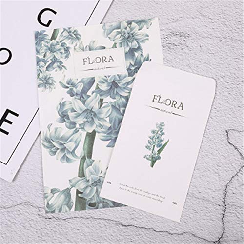 Juego de sobres de la serie de plantas verdes - 18 hojas de papel de carta y 9 sobres florales - Papel de carta para niños y niñas (C)