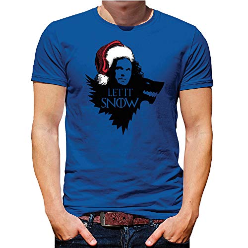 Juego de Tronos Camiseta Hombre John Nieve Navidad Manga Corta Camiseta Clásica Cortar Cuello Redondo - Azul, XS
