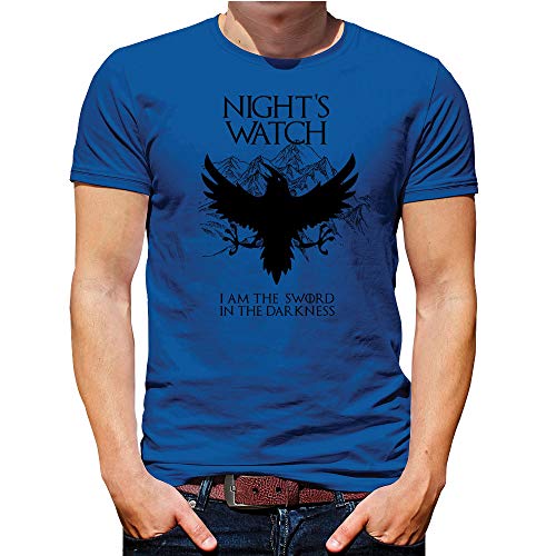 Juego de Tronos Camiseta Hombre Nights Watch Manga Corta Camiseta Clásica Cortar Cuello Redondo - Azul, 3XL