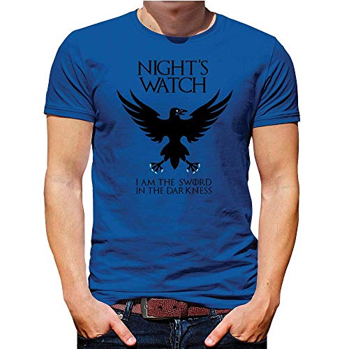 Juego de Tronos Camiseta Hombre Regalo Nights Watch Manga Corta Camiseta Clásica Cortar Cuello Redondo - Azul, XL