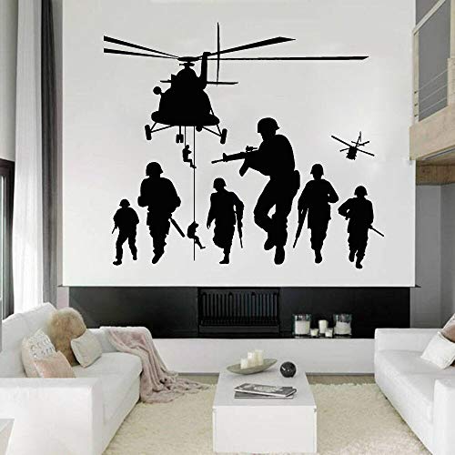 Jugador calcomanías de pared soldado patriota guerra combatiente helicóptero vinilo pegatinas de pared niños dormitorio sala de juegos decoración del hogar