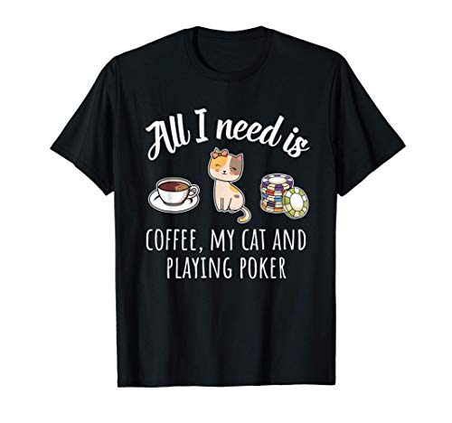 Jugador De Póquer Cartas Póquer Café Gato Jugando al Póker Camiseta