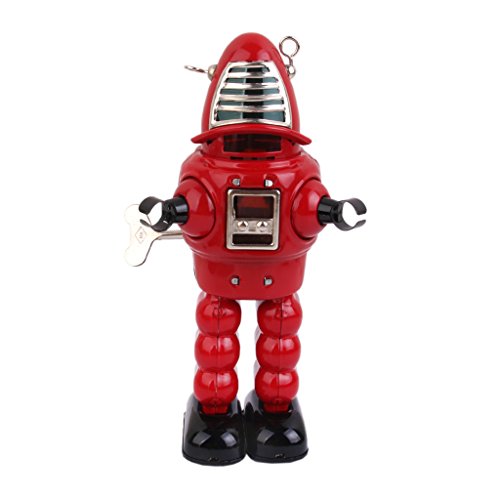 Juguete de Cuerda Robot Rojo Estaño Diseño Vintage