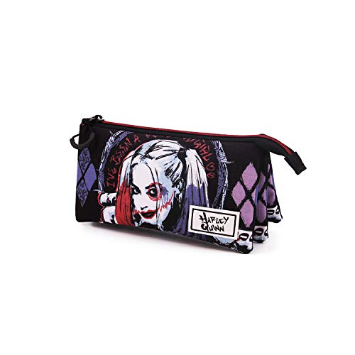 Karactermania Harley Quinn Crazy - Estuche Portatodo Triple HS, Multicolor, Un tamaño