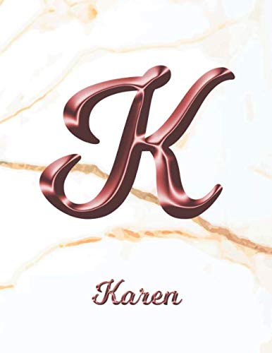 Karen: 2 Year Weekly Planner with Note Pages (24 Months) | Jan 2021 - Dec 2022 | White Marble Rose Gold Pink Effect Custom Name Letter K | Week ... | Plan Each Day, Set Goals & Get Stuff Done