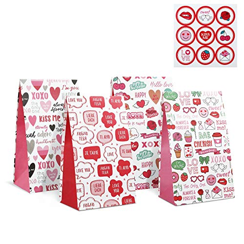 Kesote 12 Bolsas de Regalo Bolsas de Papel para Bodas el Día de San Valentín Fiestas con Pegatinas para Obsequio Envoltorio de Regalo Kesote 12 Bolsas de Regalo Bolsas de Papel para Bodas el Día de San Valentín Fiestas con Pegatinas para Obsequio Envoltorio de Regalo