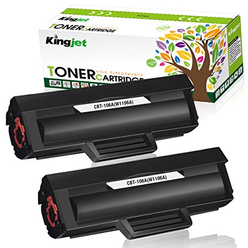 Kingjet Merotoner - Juego de 2 cartuchos de tóner compatibles para HP 106A W1106A para HP Laser MFP 135wg MFP 137fwg MFP 135ag MFP 135w 135a 135r 137fnw HP Laser 107w 107a 107r