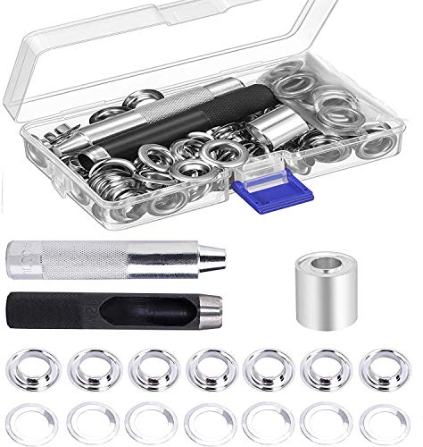 Kit de Herramientas de Ojales, 100 Sets Juegos de Ojales, Ojetes Metalicos 3 Piezas de Ajuste Herramientas Ojales Kit de Arandela De Metal Reparación de Lonas Para Lonas, Telas, Cortinas y Fabricación Kit de Herramientas de Ojales, 100 Sets Juegos de Ojales, Ojetes Metalicos 3 Piezas de Ajuste Herramientas Ojales Kit de Arandela De Metal Reparación de Lonas Para Lonas, Telas, Cortinas y Fabricación