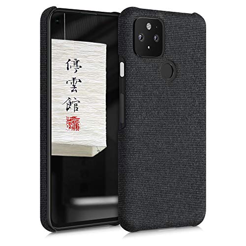 kwmobile Funda Protectora Compatible con Google Pixel 5 - Carcasa Trasera Dura Forrada en Tela - Negro