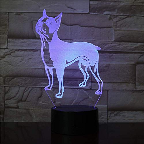 Lámpara 3d para mascotas, perros, cachorro, bonito regalo para bebés, Base brillante, 7 colores, funciona con pilas, lámpara de luz nocturna Led impresionante
