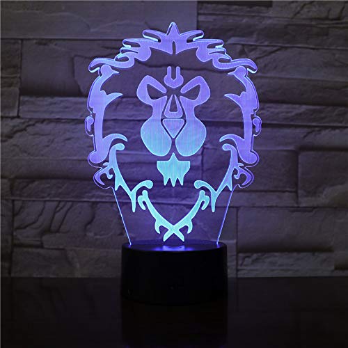Lampara LED World of Warcraft Alianza Cambia Color USB Luz Nocturna