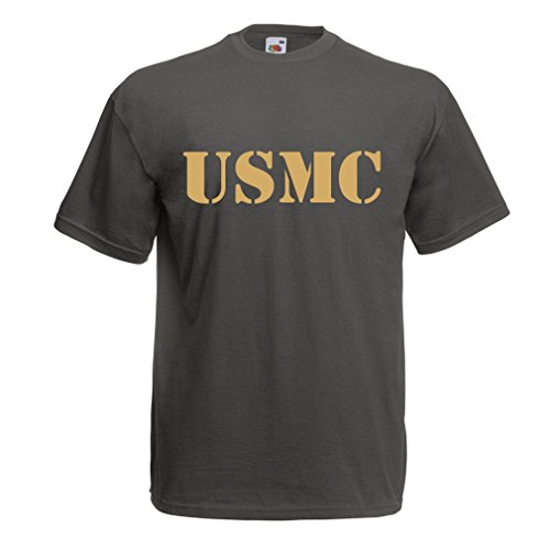 lepni.me Camisetas Hombre Emblema del USMC, Cuerpo de Marines, Logotipo de los Marines, Fuerzas Armadas de la Marina de los EE.UU. (X-Large Grafito Oro)