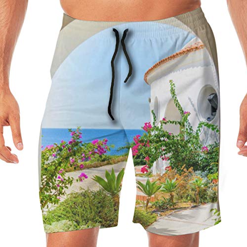 LiBei Pantalones Cortos de Playa de Secado rápido para Hombres Cintura elástica Bañador Traje de baño Arco de Madera Vieja en la Fortaleza con Puertas Abiertas M