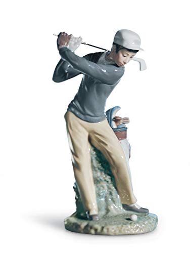 LLADRÓ Figura Jugador De Golf. Figura Golfista de Porcelana.