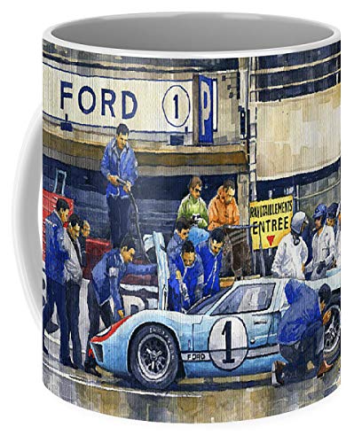 Lplpol 1966 Le Mans 24 Pit Stop Ford GT40 MkII Ken Miles Denny Hulme - Taza de café y té (325 ml)