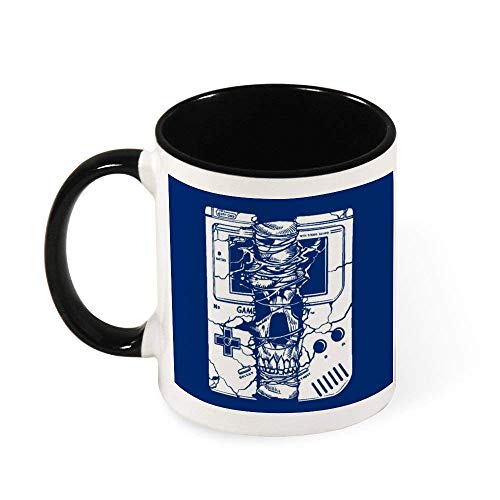 Lsjuee Gameboy Skull Taza de café de cerámica para té, regalo para mujeres, niñas, esposa, mamá, abuela, 11 oz