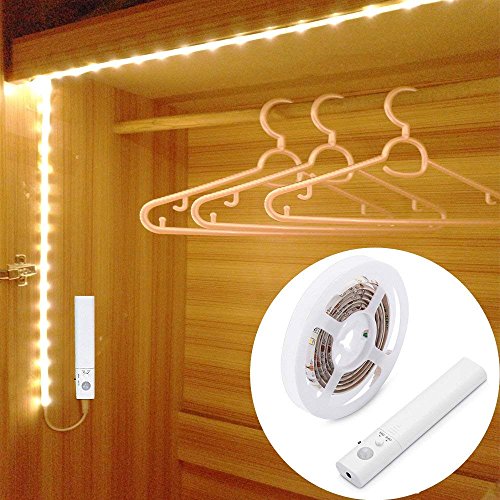 LUXJET® 45LED 150cm tira luz cuerda,Luz Armario Luz LED Nocturna con Sensor de Movimiento para Pasillo Baño Armario Cocina(funciona con 4 pilas AAA, No Incluidas) LUXJET® 45LED 150cm tira luz cuerda,Luz Armario Luz LED Nocturna con Sensor de Movimiento para Pasillo Baño Armario Cocina(funciona con 4 pilas AAA, No Incluidas)
