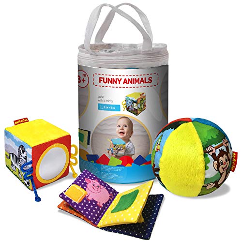MACIK 3 Animales Divertidos Conjunto Bebe - Juguete Bebe Regalos Originales - Pelota de Peluche + Peluche Cubo + Libros Blandos - Juguetes Bebe 6 Meses - Juguete de Actividad - Juguete Suave MACIK 3 Animales Divertidos Conjunto Bebe - Juguete Bebe Regalos Originales - Pelota de Peluche + Peluche Cubo + Libros Blandos - Juguetes Bebe 6 Meses - Juguete de Actividad - Juguete Suave